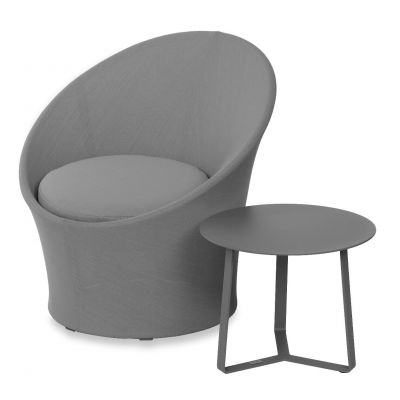 Miloo Home Lisbon Round zestaw mebli ogrodowych 3-elementowy dwa fotele ze stolikiem kawowym aluminium/tkanina szary ML5628