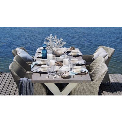 Miloo Home Marina fotel ogrodowy obiadowy ekorattan beżowy ML5660