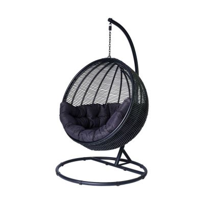 Miloo Home Cocoon De Luxe fotel wiszący ekorattan czarny/poduszka czarna ML7483