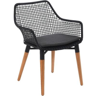 Miloo Home Toro krzesło ogrodowe obiadowe drewno teak/stal czarna/tkanina czarna ML7684