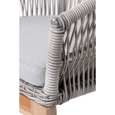 Miloo Home Noa fotel ogrodowy obiadowy drewno teak/ekorattan/tkanina szary ML8541