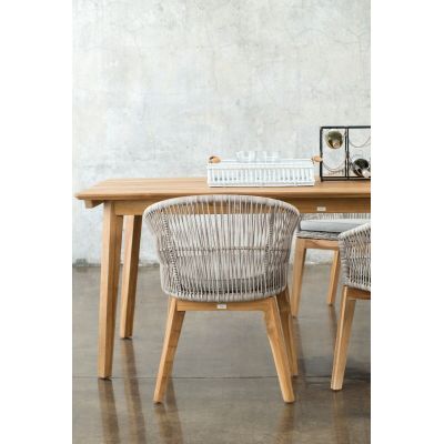 Miloo Home Noa fotel ogrodowy obiadowy drewno teak/ekorattan/tkanina szary ML8541
