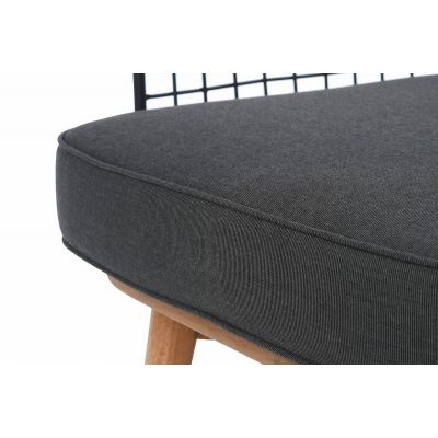 Miloo Home Toro fotel ogrodowy drewno teak/żelazo czarne/tkanina czarna ML8758