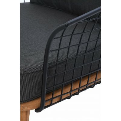 Miloo Home Toro fotel ogrodowy drewno teak/żelazo czarne/tkanina czarna ML8758