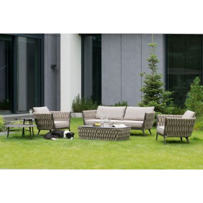 Miloo Home Kampala stolik ogrodowy kawowy aluminium antracyt/tkanina beżowa ML8762