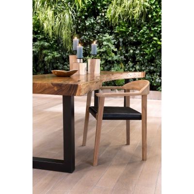 Miloo Home Volta Edge krzesło ogrodowe obiadowe drewno teak/czarny poliester ML9096