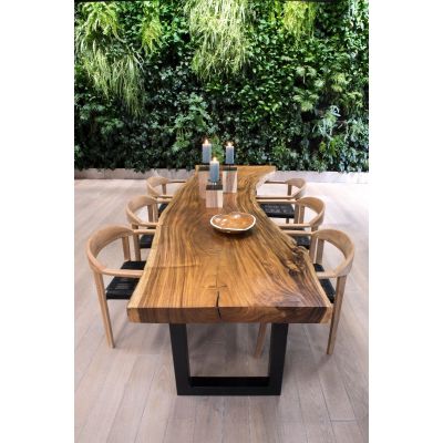 Miloo Home Volta Edge krzesło ogrodowe obiadowe drewno teak/czarny poliester ML9096