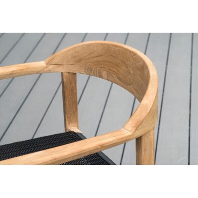 Miloo Home Volta Edge krzesło ogrodowe obiadowe drewno teak/czarny poliester ML9096