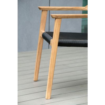 Miloo Home Volta Edge krzesło ogrodowe obiadowe drewno teak/czarny poliester ML9096
