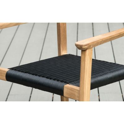 Miloo Home Volta Edge krzesło ogrodowe obiadowe drewno teak/czarny poliester ML9096