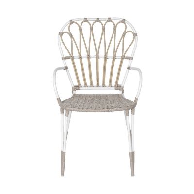 Miloo Home Ivy krzesło ogrodowe obiadowe aluminium/ekorattan beż/biały ML9172