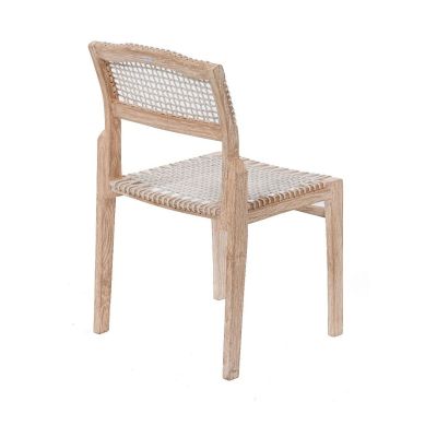 Miloo Home Tori krzesło ogrodowe obiadowe drewno teak bielone/sznurek biały ML9174