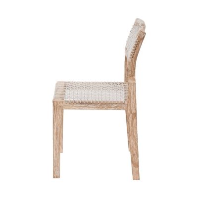 Miloo Home Tori krzesło ogrodowe obiadowe drewno teak bielone/sznurek biały ML9174