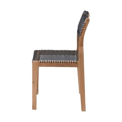 Miloo Home Tori krzesło ogrodowe obiadowe drewno teak naturalne/sznurek czarny ML9175