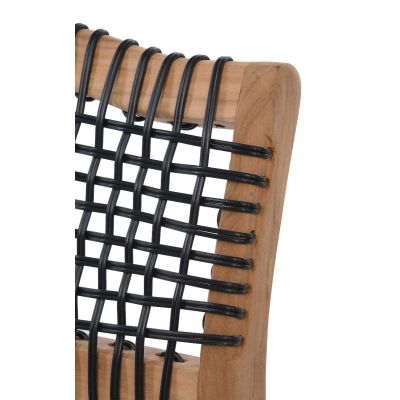 Miloo Home Tori krzesło ogrodowe obiadowe drewno teak naturalne/sznurek czarny ML9175