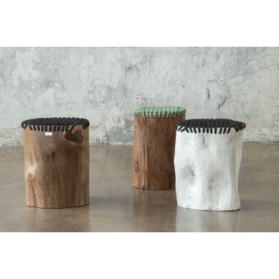 Miloo Home Toro stołek ogrodowy teak naturalny/sznurek zielony ML9178