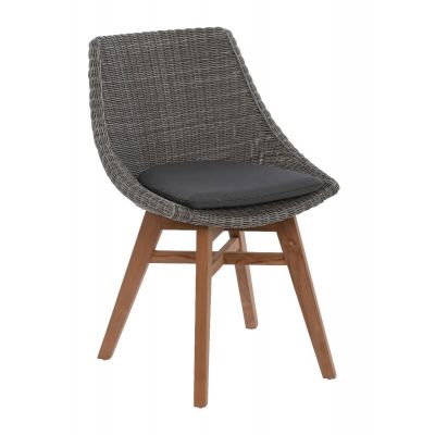 Miloo Home Clifton New krzesło ogrodowe obiadowe drewno teak/tkanina/ekorattan szary ML9646