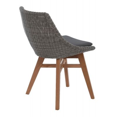 Miloo Home Clifton New krzesło ogrodowe obiadowe drewno teak/tkanina/ekorattan szary ML9646