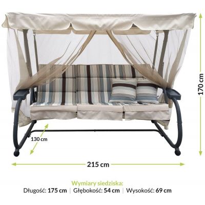 Mirpol Ines huśtawka ogrodowa 3-osobowa kremowa