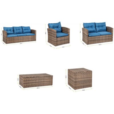 Mirpol Ocean zestaw mebli ogrodowych 7-osobowy stół z dwoma sofami, dwa fotele oraz stolik boczny MIR-21637
