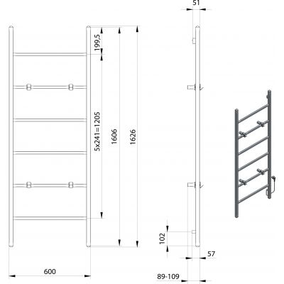 Sapho Barbo grzejnik łazienkowy 60x160 cm elektryczny czarny mat BB906