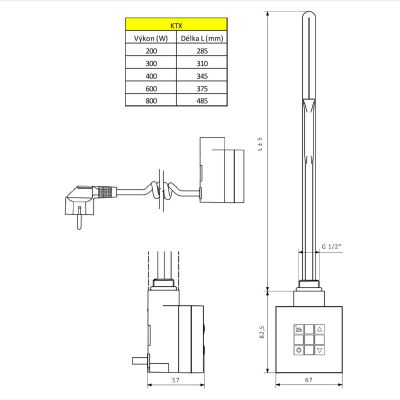 Sapho KTX grzałka elektryczna 800 W srebrna KTX-S-800
