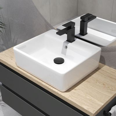 Oltens Hyls umywalka 58,5x44 cm nablatowa prostokątna z powłoką SmartClean biała 41810000