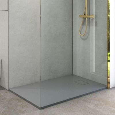 Oltens Bergytan brodzik 140x70 cm prostokątny RockSurface szary beton 15105700