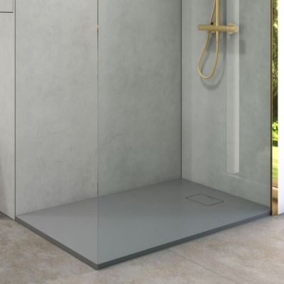 Oltens Bergytan brodzik 140x90 cm prostokątny RockSurface szary beton 15107700