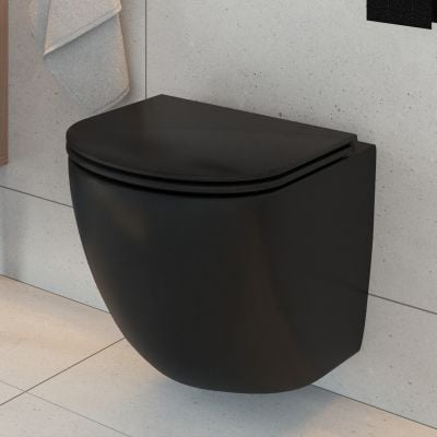 Oltens Hamnes Stille miska wisząca WC PureRim SmartClean z deską wolnoopadającą czarna 42522300