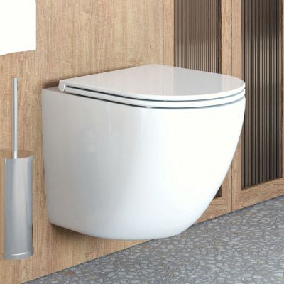 Oltens Hamnes Stille miska WC wisząca bez kołnierza spłukiwanie wirowe biały połysk 42021000