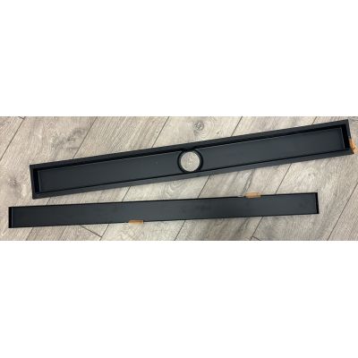 Outlet - Oltens Langan 90 uniwersalny 2w1 odpływ prysznicowy liniowy 90 cm z kołnierzem czarny mat 30008300