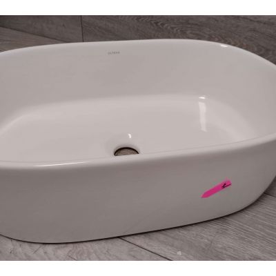 Outlet - Oltens Lom umywalka 55x34 cm nablatowa owalna z powłoką SmartClean biała 40811000