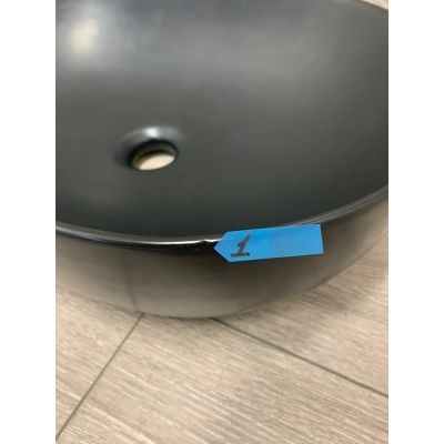 Outlet - Oltens Hamnes Thin umywalka 49,5x35,5 cm nablatowa owalna z powłoką SmartClean czarny mat 40819300