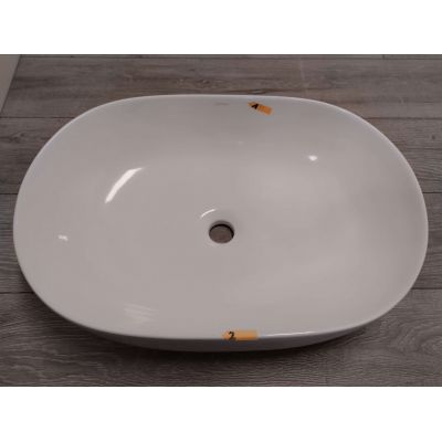 Outlet - Oltens Hamnes Thin umywalka 60,5x41,5 cm nablatowa owalna z powłoką SmartClean biała 40820000