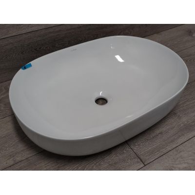 Outlet - Oltens Hamnes Thin umywalka 60,5x41,5 cm nablatowa owalna z powłoką SmartClean biała 40820000