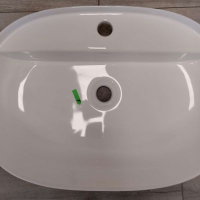Outlet - Oltens Hamnes Thin umywalka 62x42 cm nablatowa owalna z powłoką SmartClean biała 41814000