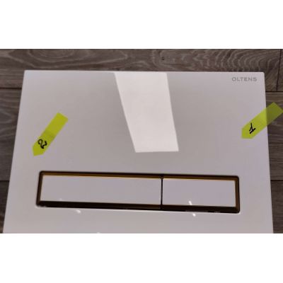 Outlet - Oltens Torne przycisk spłukujący do WC biały/złoty mat/biały 57105000