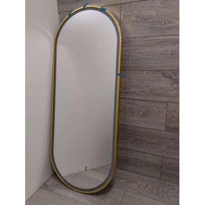 Outlet - Oltens Nordlis lustro 50x120 cm owalne z oświetleniem z przodu z matą grzewczą złoty 64104800