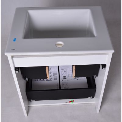 Outlet - Roca Unik Suit zestaw łazienkowy 55 cm umywalka z szafką biały połysk A85118A806