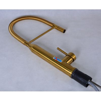 Outlet - Quadron Marylin bateria kuchenna stojąca z wyciąganą wylewką złota BW6022PVDBSG1