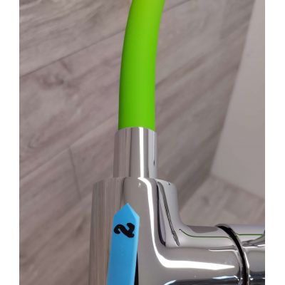 Outlet - Ferro Zumba bateria kuchenna z elastyczną wylewką chrom/zielony BZA4G