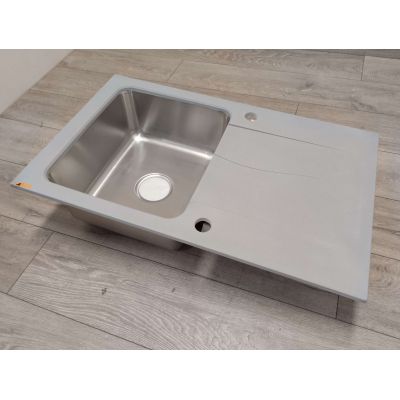 Outlet - Steiner Michael 111 zlewozmywak 78x48 cm z baterią kuchenną Kate i syfonem szary/stal szlachetna FUS_M7848SZ_3623500BS