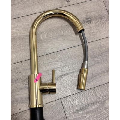 Outlet - Rea Fresh bateria kuchenna stojąca z wyciąganą wylewką złoty połysk REA-B0669