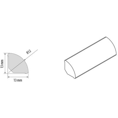 Cezar profil wykończeniowy ćwierćwałek 13x13 mm PVC 250 cm czarny 660122