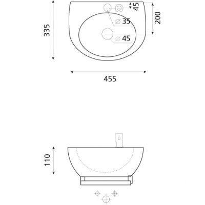 Bathco Spain Alhambra/D umywalka 45,5x33,5 cm z dozownikiem i relingiem ścienna biała 4910/D
