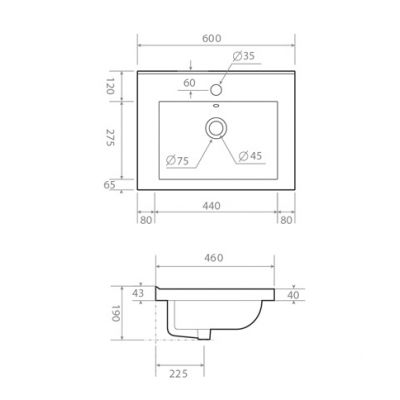 Bathco Spain umywalka podwieszana Hanoi 60 60x46cm H1008