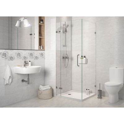 Cersanit Ferrata grey inserto flower dekor ścienny 25x40 cm szary połysk