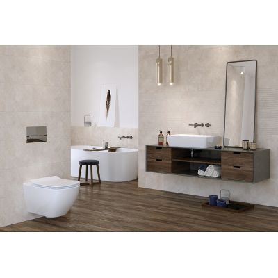 Opoczno Honey Stone Inserto Flower dekor ścienny 29x89 cm beżowy mat