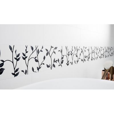 Opoczno Winter Vine White Inserto Floral dekor ścienny 29x89 cm biały mat